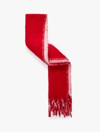 Çift Taraflı Yumuşak Dokulu Püsküllü Uzun Atkı