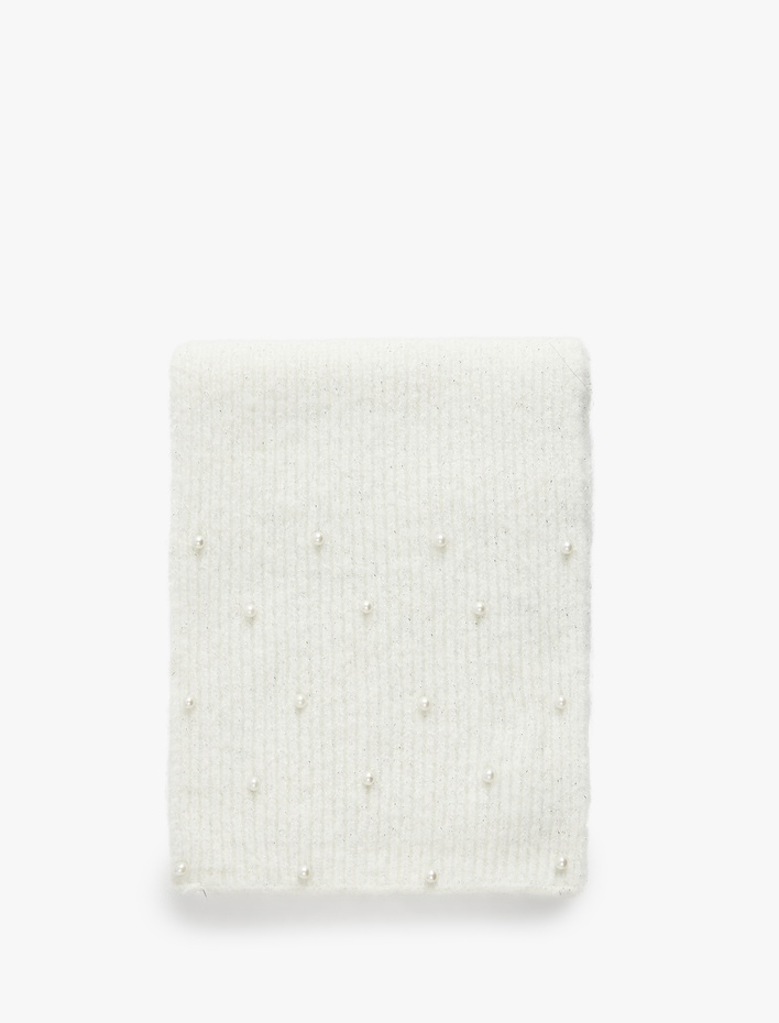 Kız Çocuk Uzun İnci Detaylı Atkı