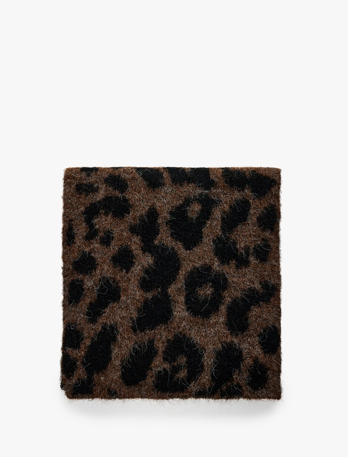 Kadın Yumuşak Dokulu Uzun Leopar Desenli Atkı