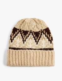 Simli Katlı Kış Temalı Örgü Bere