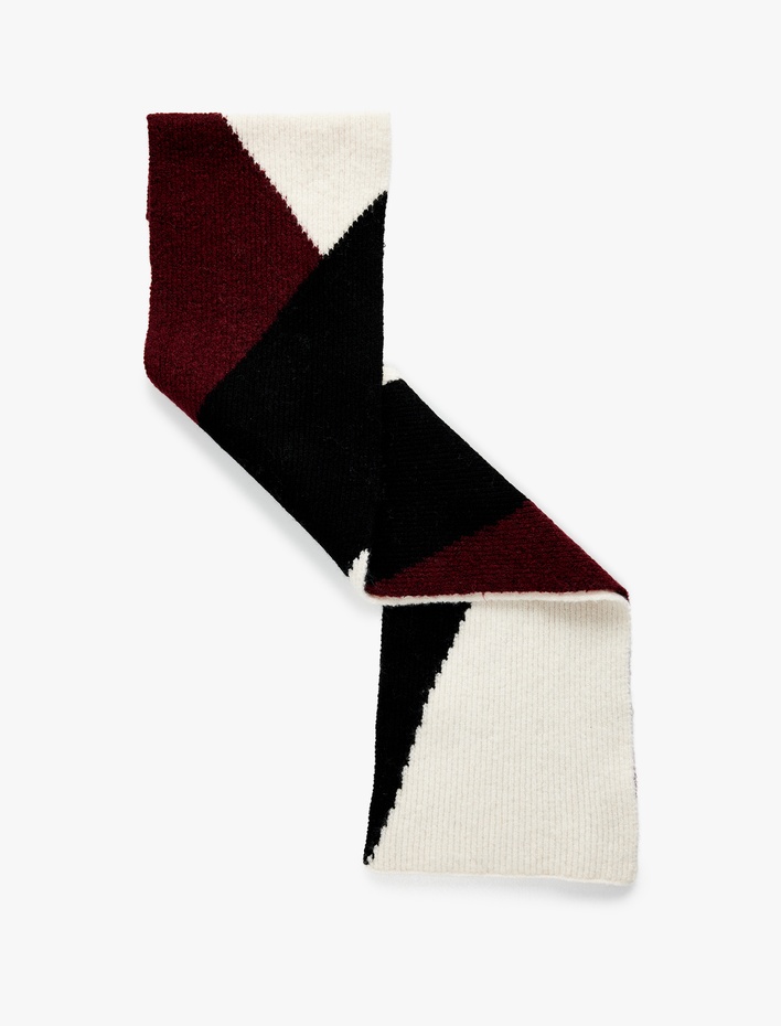 Kadın Geometrik Desenli Uzun Triko Atkı