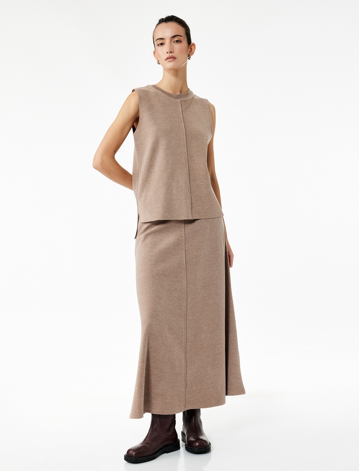  Basic Bisiklet Yaka Triko Kolsuz Kazak