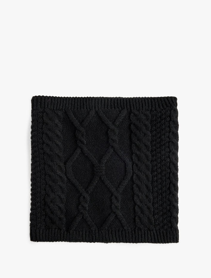 Kadın Saç Örgü Detaylı Yün Karışımlı Boyunluk