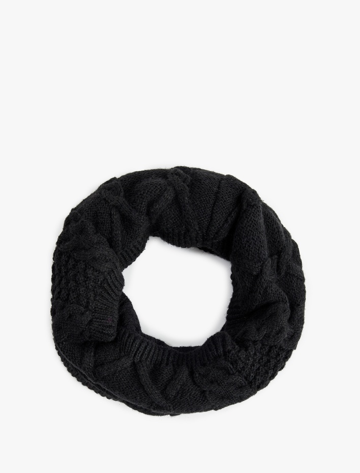 Kadın Saç Örgü Detaylı Yün Karışımlı Boyunluk