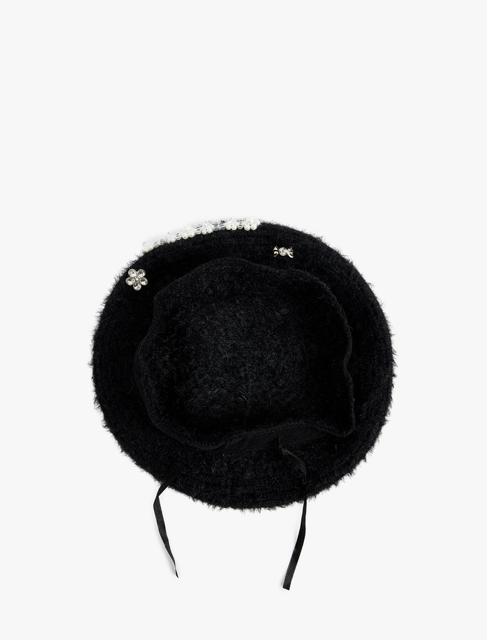 Kadın Çiçek Detaylı Ressam Şapka