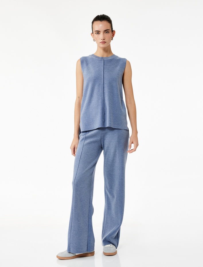  Basic Bisiklet Yaka Triko Kolsuz Kazak