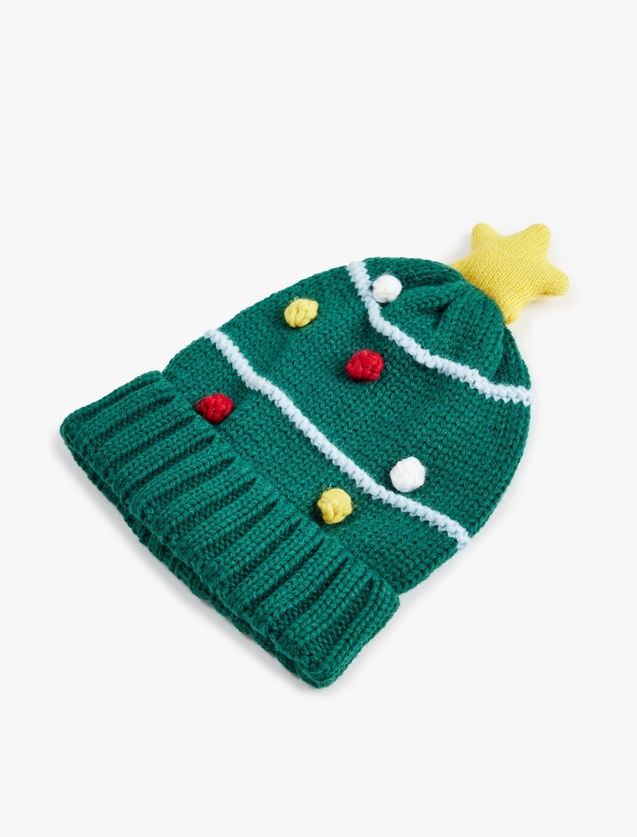 Erkek Çocuk Yılbaşı Temalı Ponponlu Bere