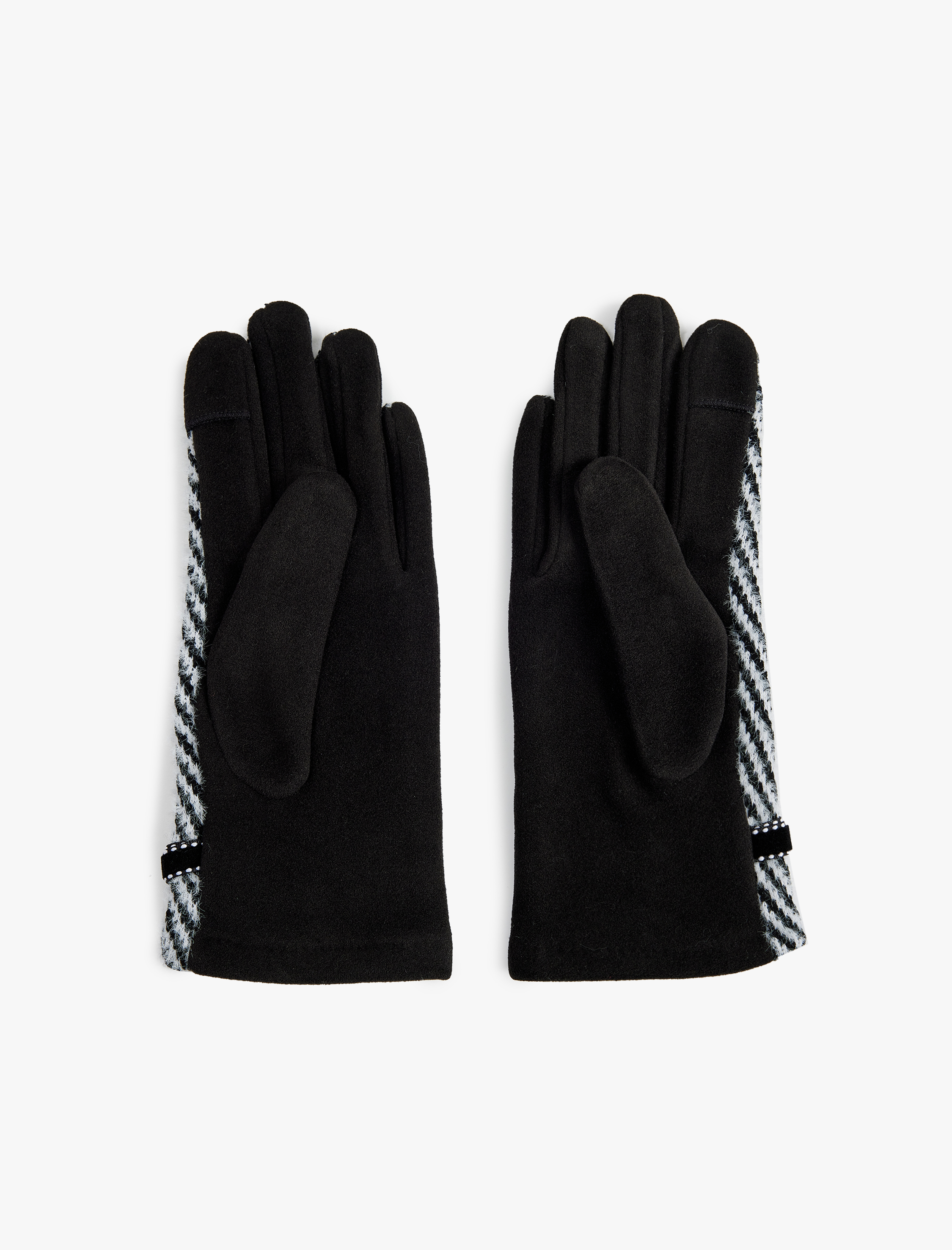  Kadın Metal Aksesuarlı Balık Sırtı Desenli Eldiven