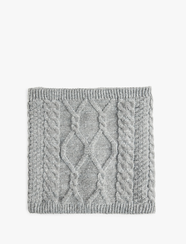 Kadın Saç Örgü Detaylı Yün Karışımlı Boyunluk