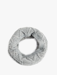 Saç Örgü Detaylı Yün Karışımlı Boyunluk