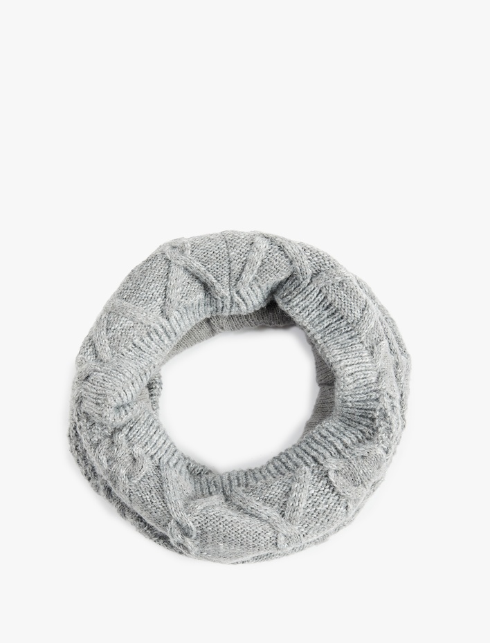 Kadın Saç Örgü Detaylı Yün Karışımlı Boyunluk