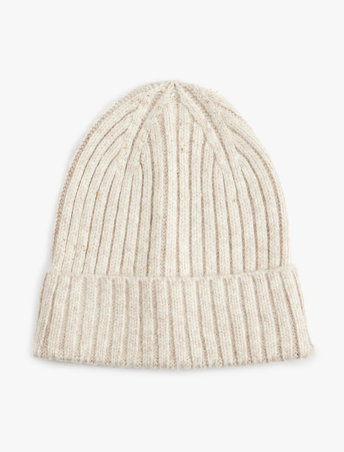 Kadın Basic Katlı Yün Karışımlı Örgü Bere