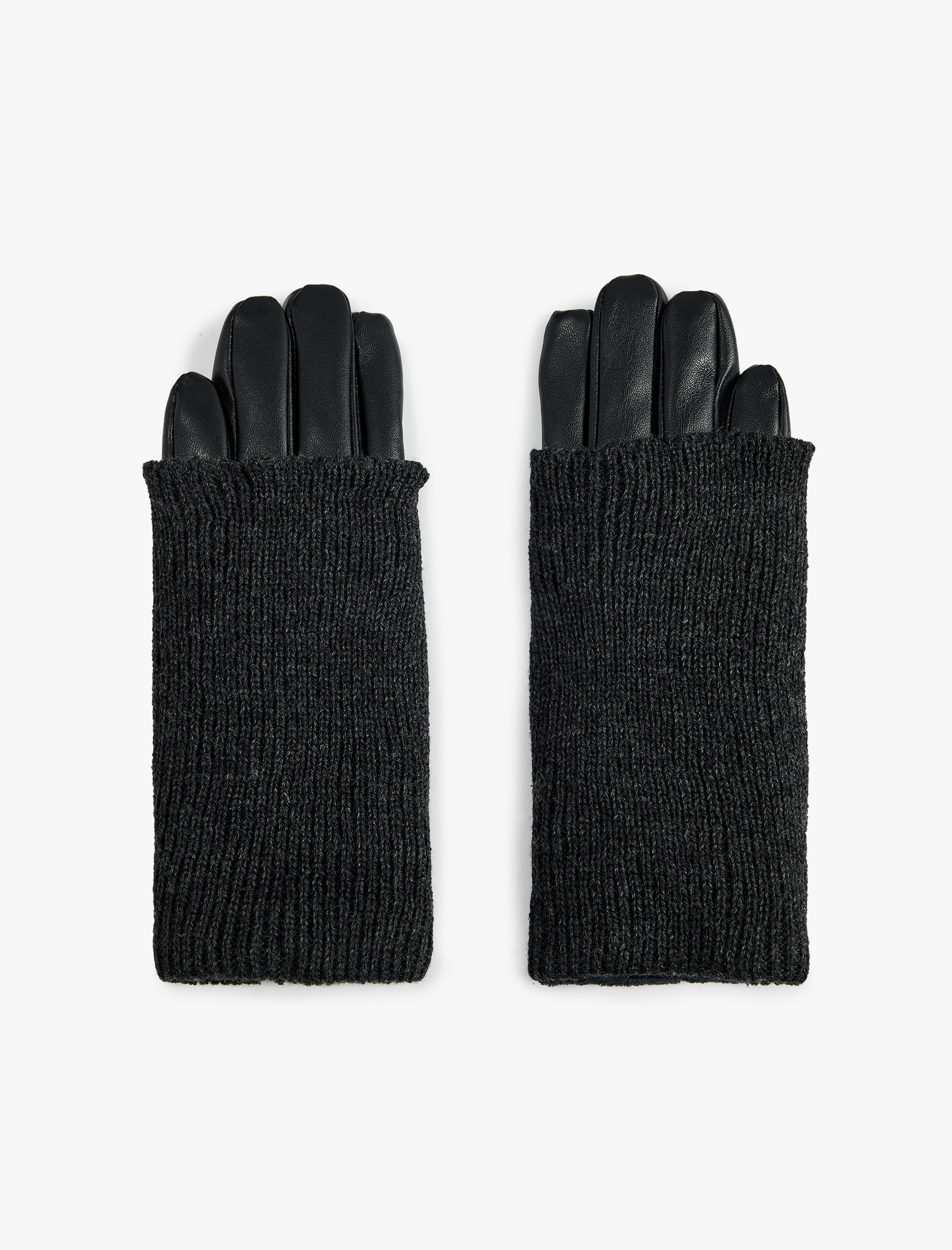  Kadın Triko Örgü Detaylı Suni Deri Eldiven - Koton X Sima Tarkan