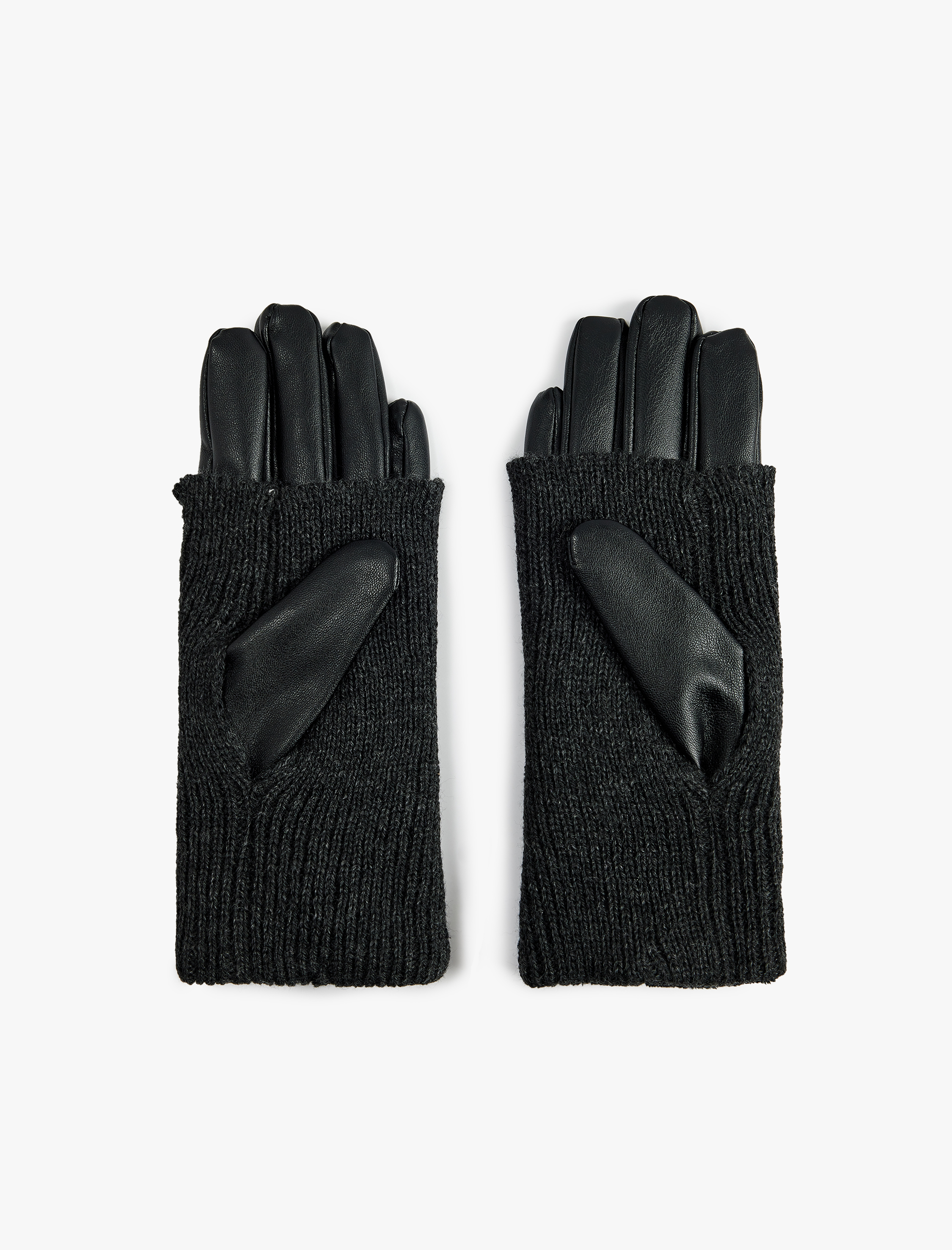  Kadın Triko Örgü Detaylı Suni Deri Eldiven - Koton X Sima Tarkan