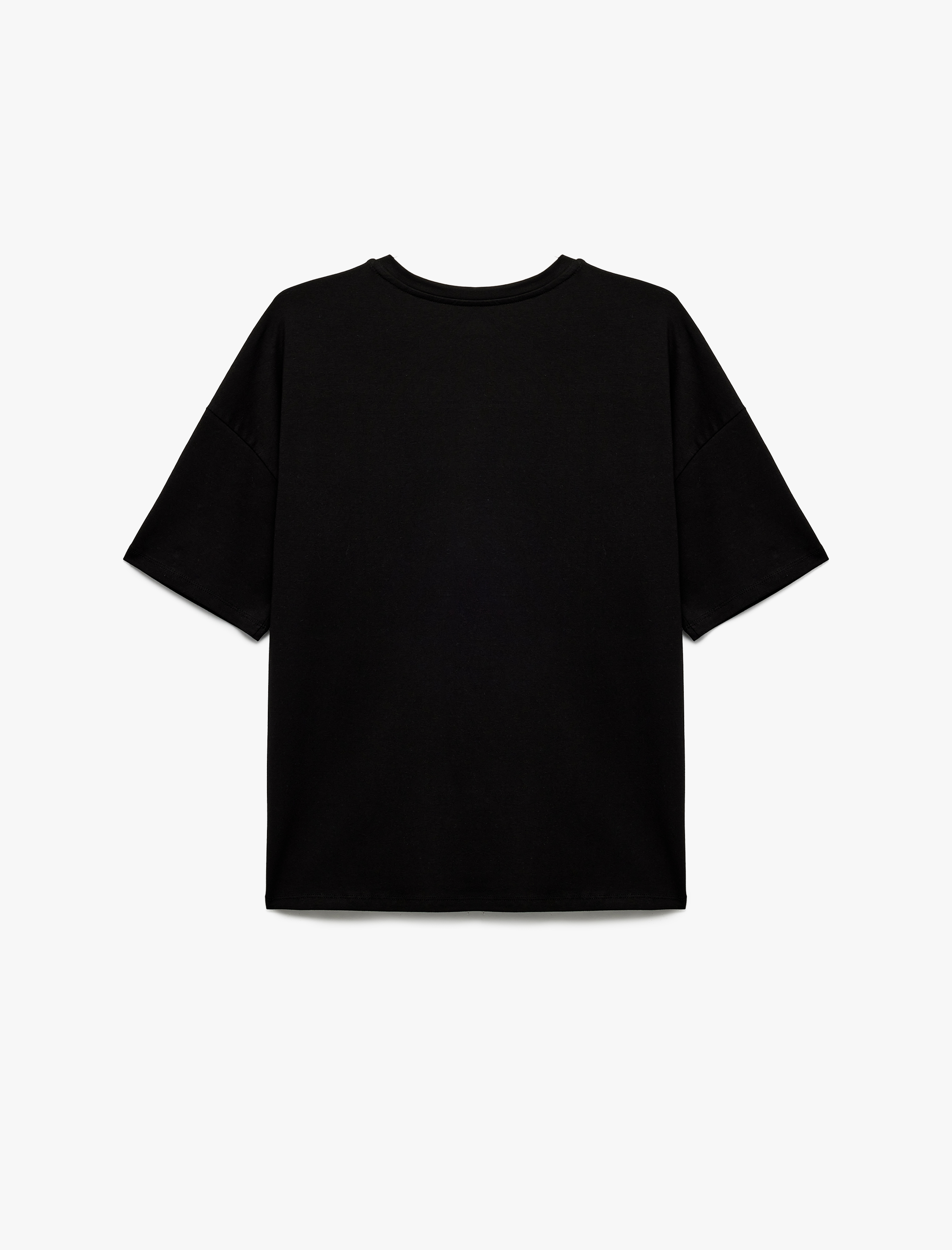   Bisiklet Yaka Yarım Kollu Baskılı Oversize Spor Tişört