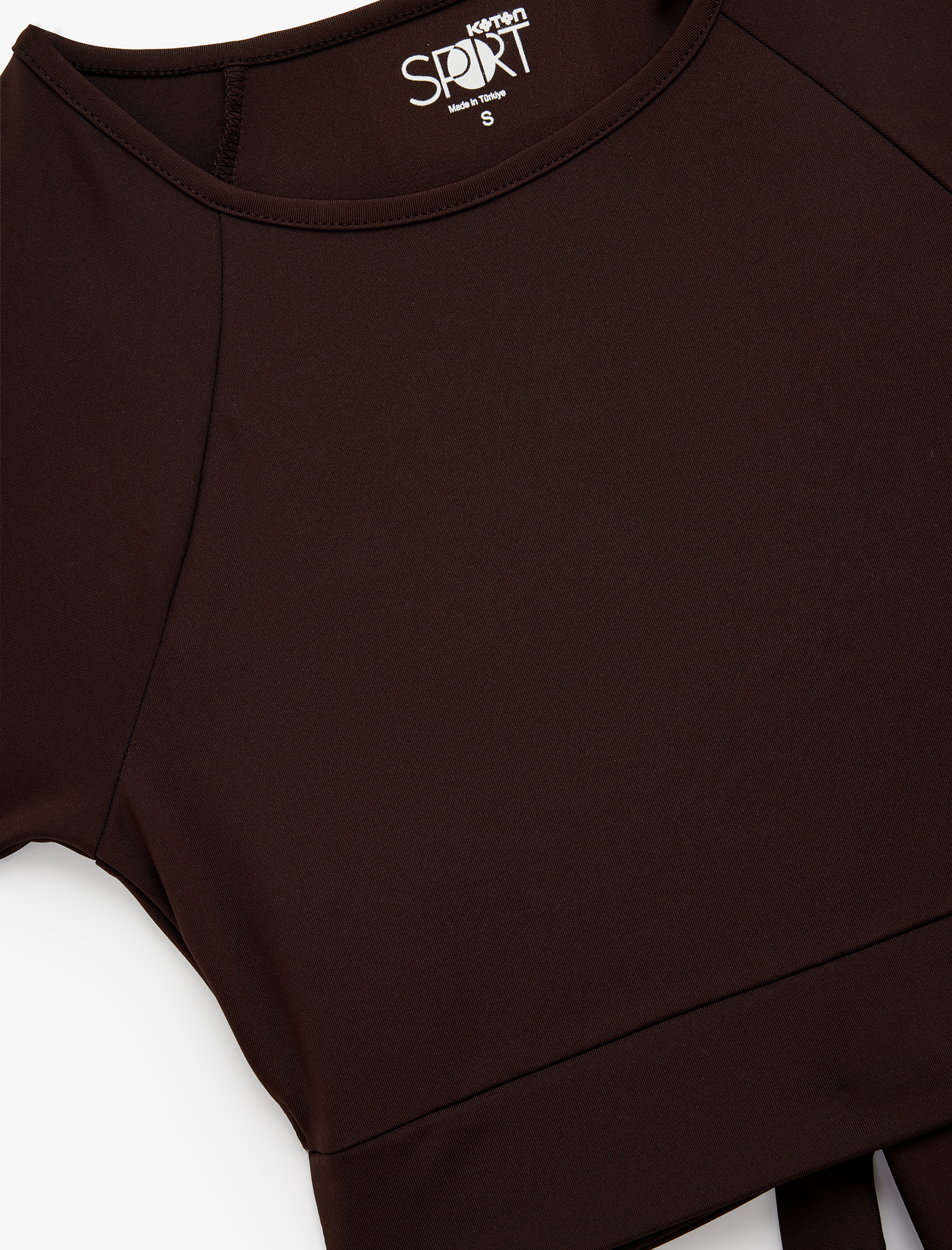   Slim Fit Kısa Kollu Bisiklet Yaka Crop Bağlama Detaylı Spor Tişört