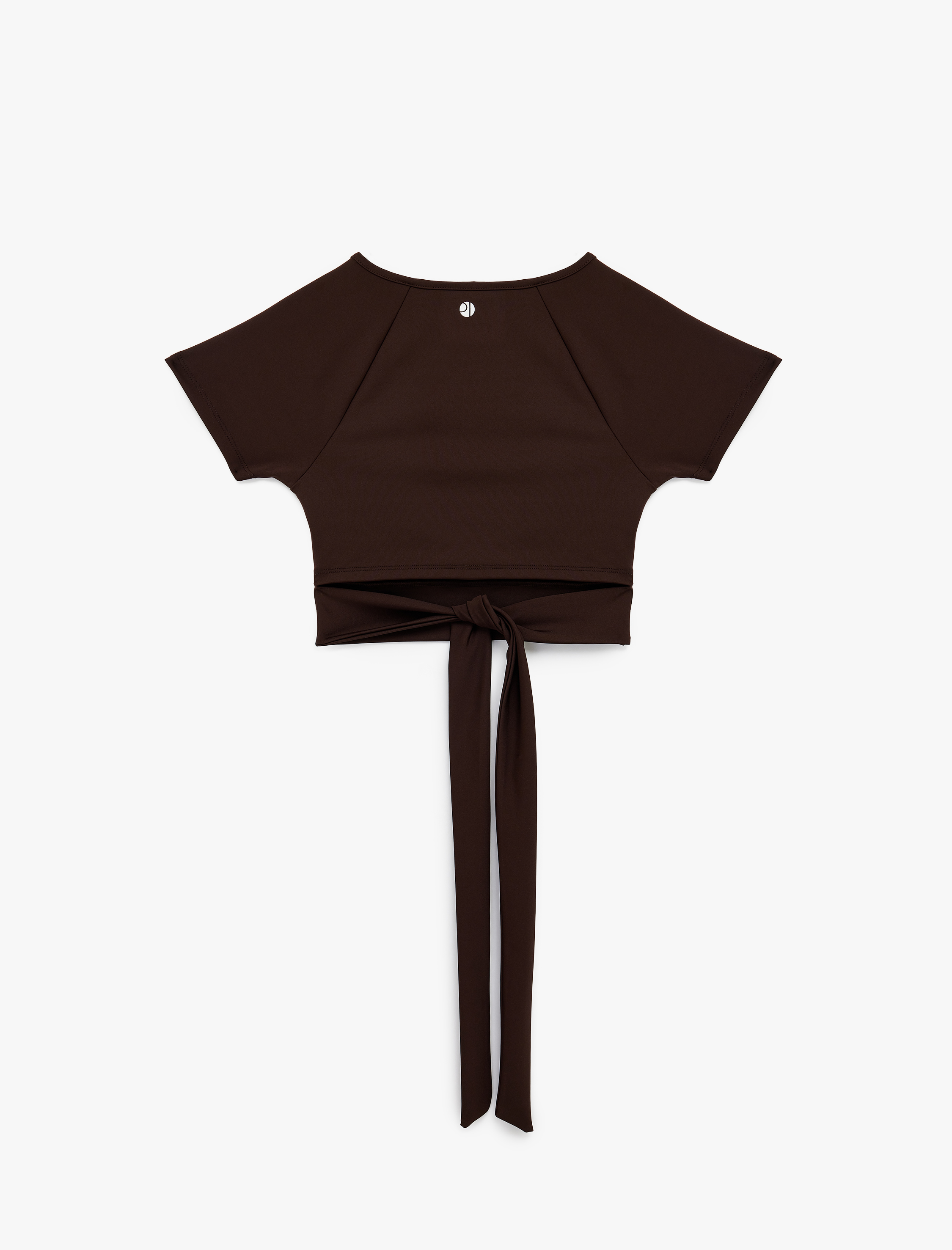   Slim Fit Kısa Kollu Bisiklet Yaka Crop Bağlama Detaylı Spor Tişört