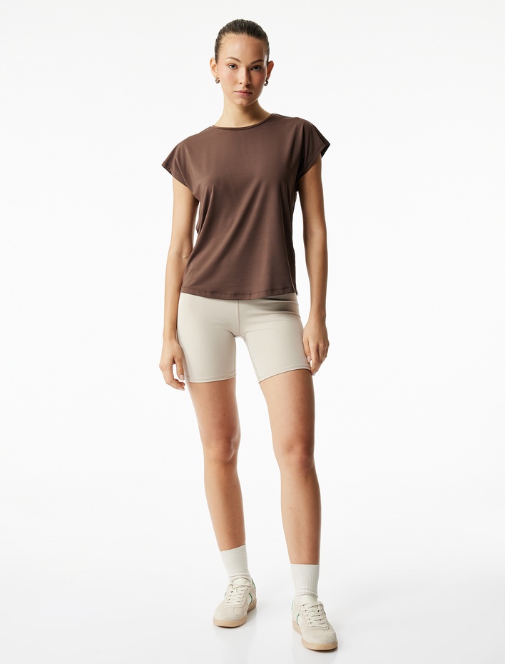  Rahat Kalıp Kısa Kollu Bisiklet Yaka Spor Tişört