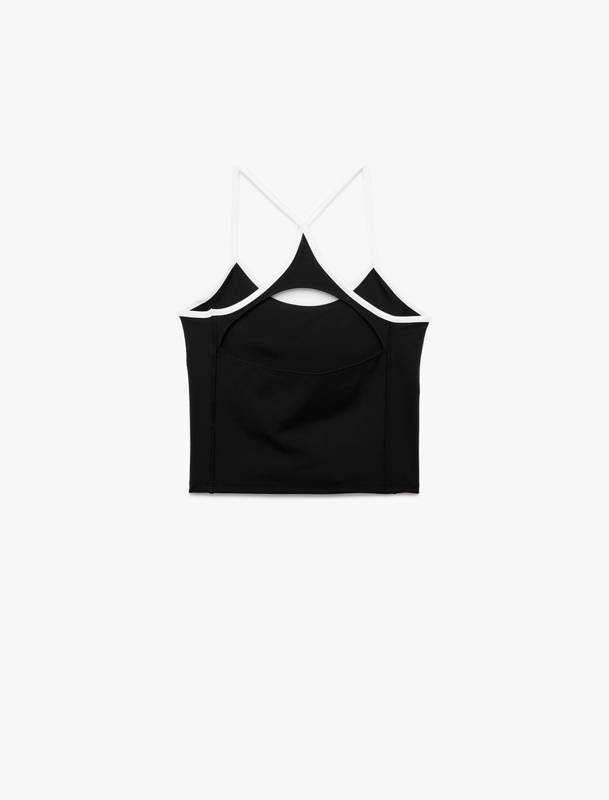   Slim Fit Çapraz İp Askılı Sırt Detaylı Spor Bluz