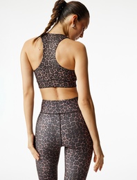 Yüksek Bel Leopar Baskılı Slim Fit Spor Tayt