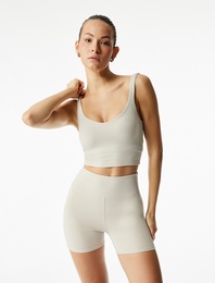 V Yaka Slim Fit Kaplı Sporcu Sütyeni