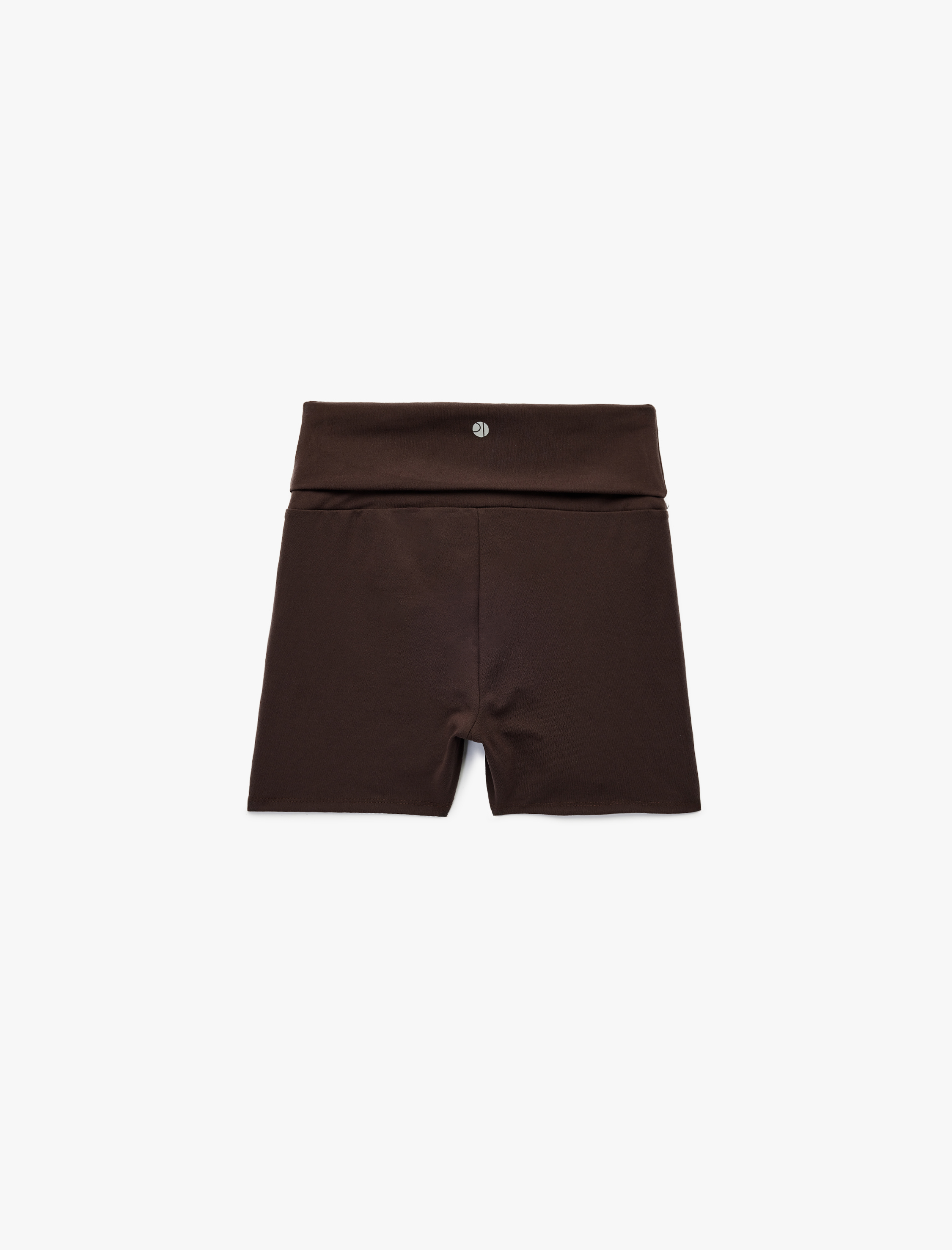   Yüksek Bel Slim Fit İnterlok Katlı Bel Detaylı Biker Spor Tayt