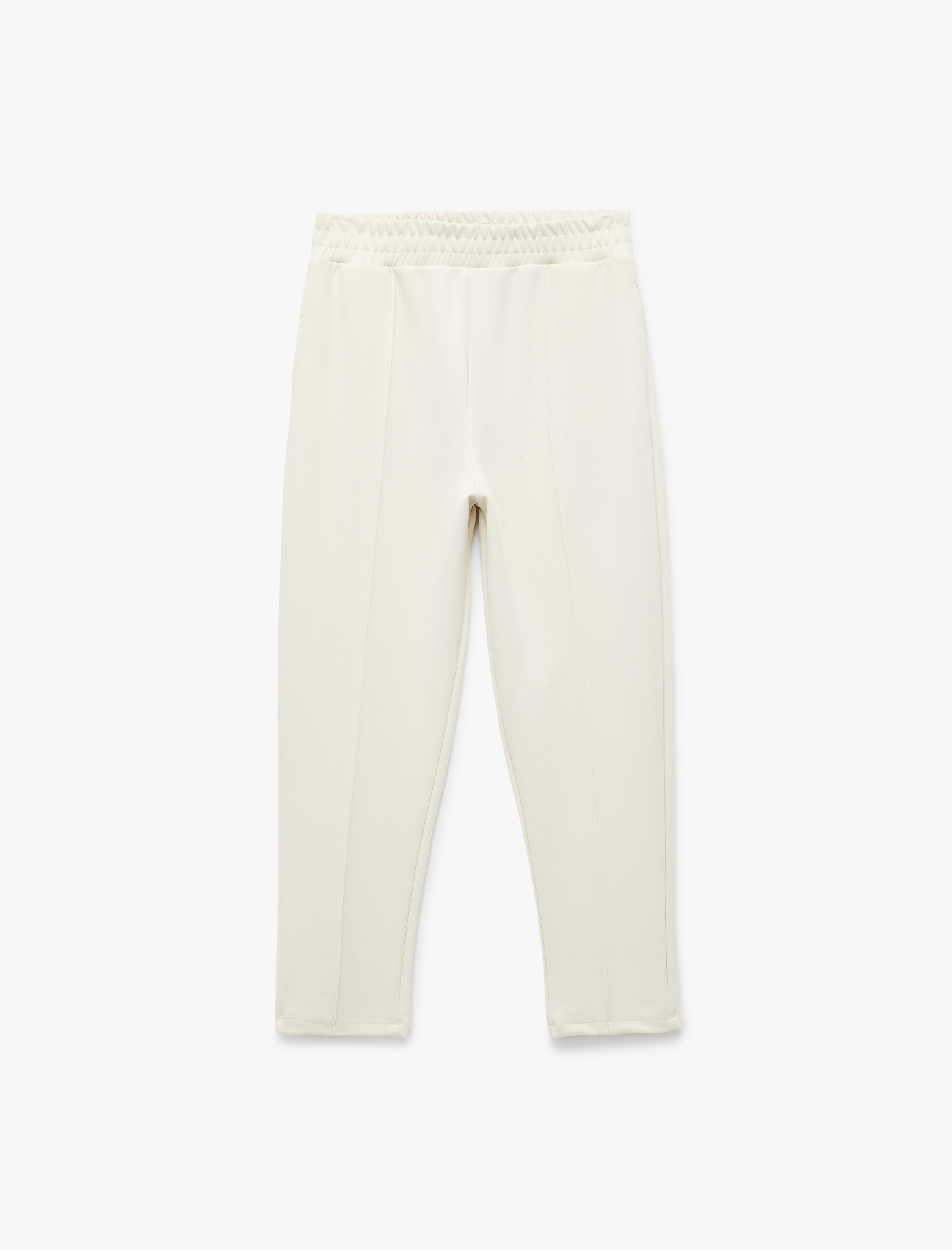   Yüksek Bel Nervürlü Cep Detaylı Düz Paça Modal Karışımlı Spor Eşofman Altı