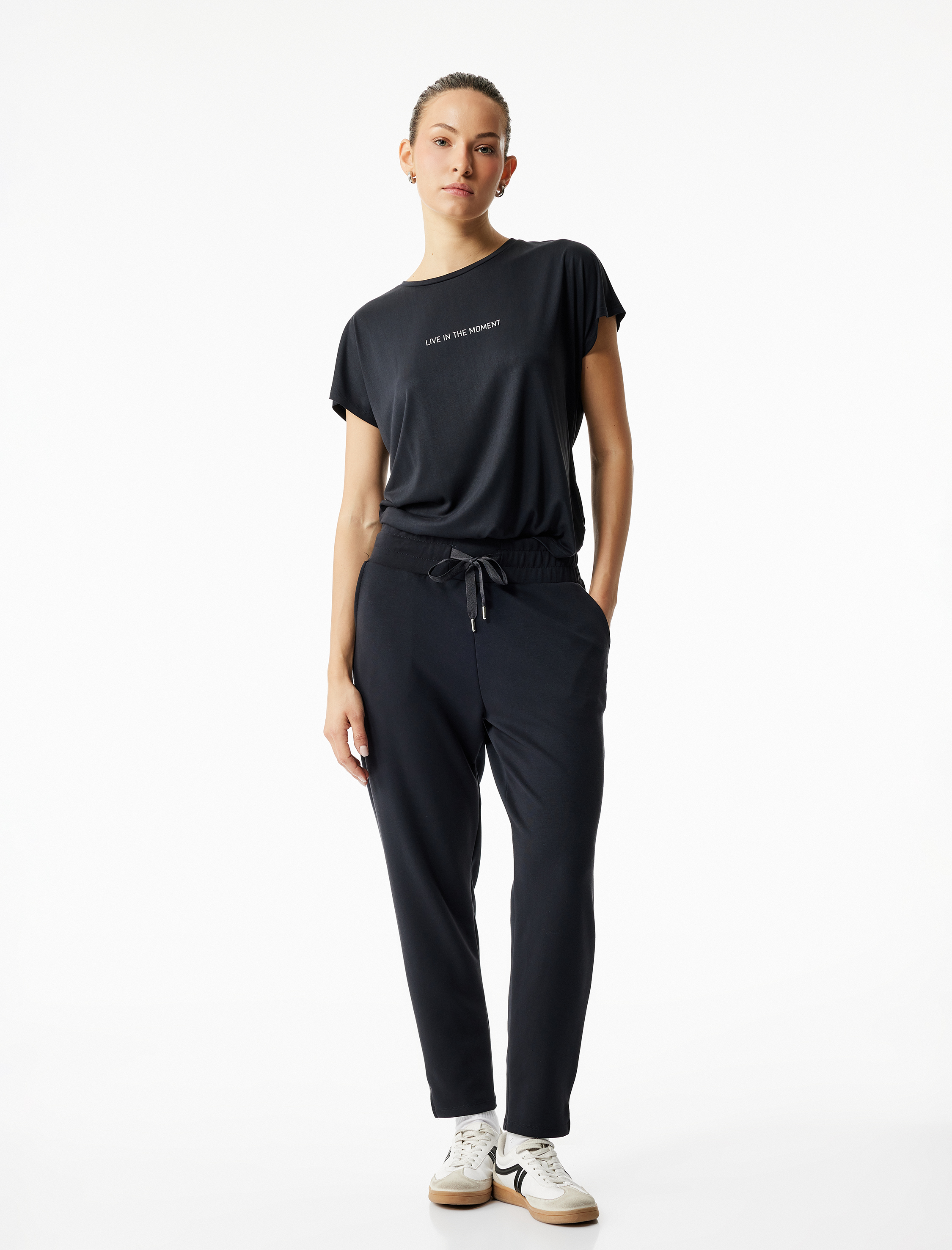 Yüksek Bel Modal Karışımlı Bağcıklı Cepli Jogger Eşofman Altı
