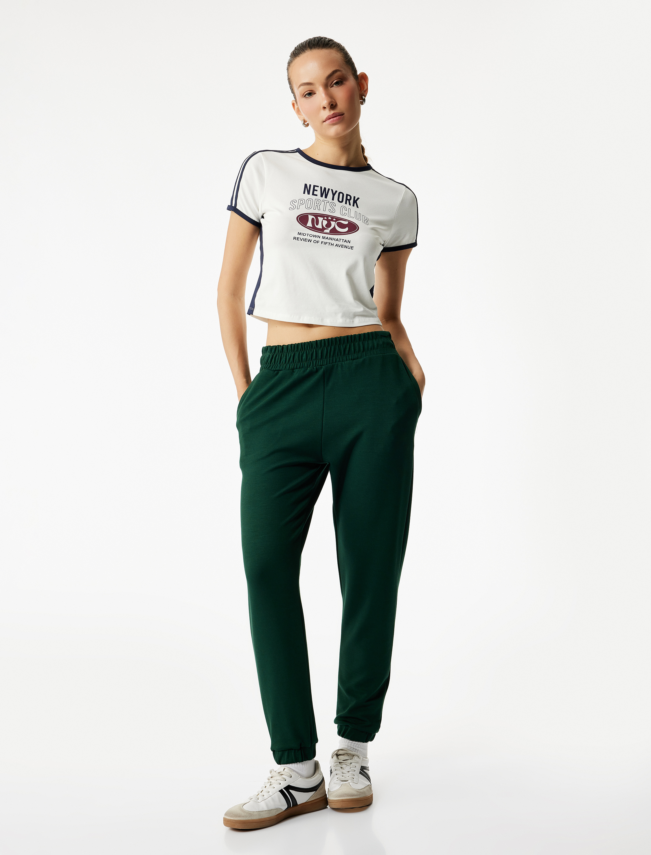   Yüksek Bel Rahat Kalıp Şardonlu Jogger Eşofman Altı