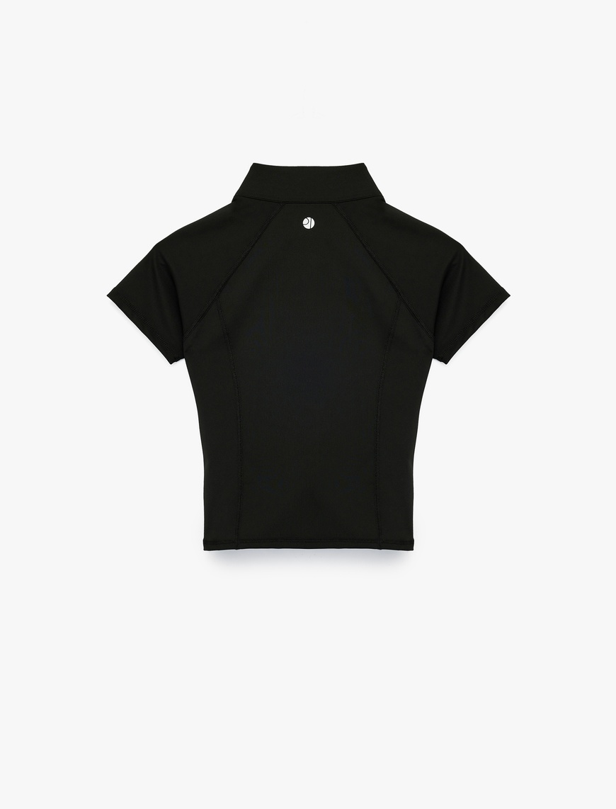   Dik Yaka Fermuarlı Slim Fit Spor Tişört