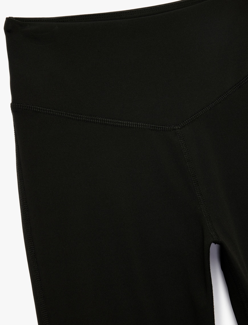   Yüksek Bel Dikiş Detaylı İnterlok Slim Fit İspanyol Paça Spor Tayt