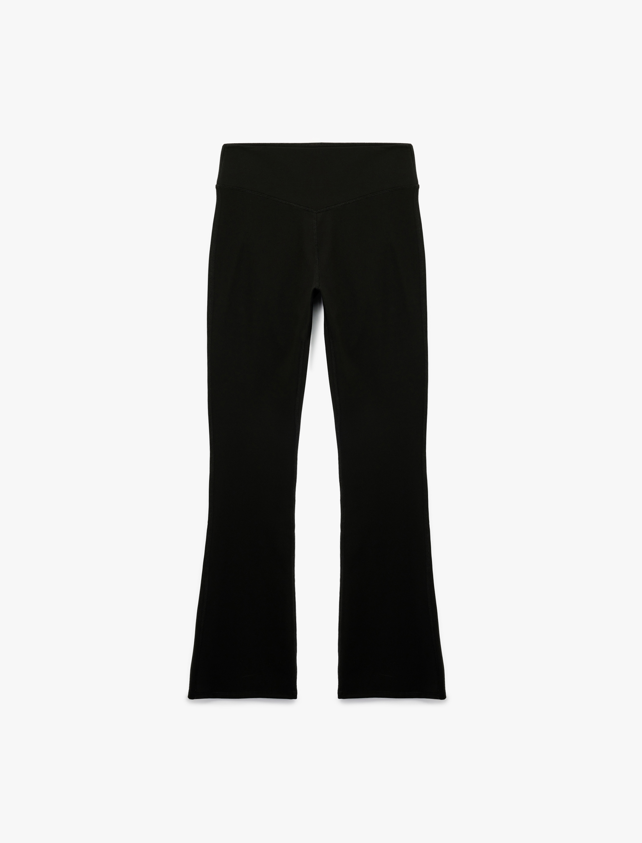 Yüksek Bel Dikiş Detaylı İnterlok Slim Fit İspanyol Paça Spor Tayt