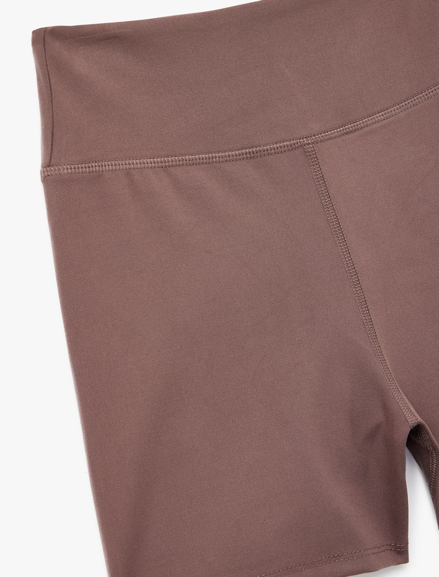   Dikiş Detaylı İnterlok Slim Fit Yüksek Bel Biker Spor Tayt
