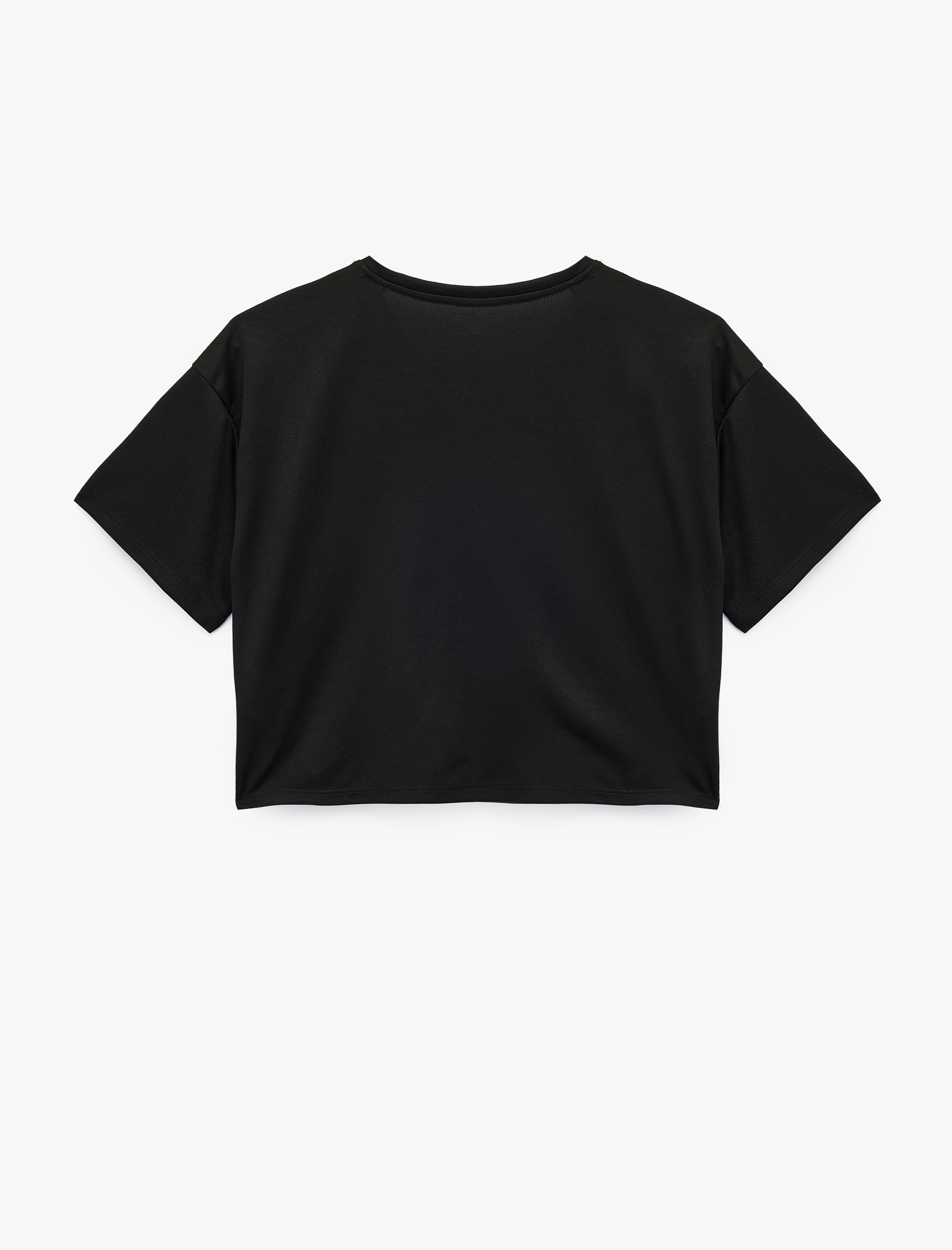 Kısa Kollu Bisiklet Yaka Oversize Baskılı Crop Spor Tişört