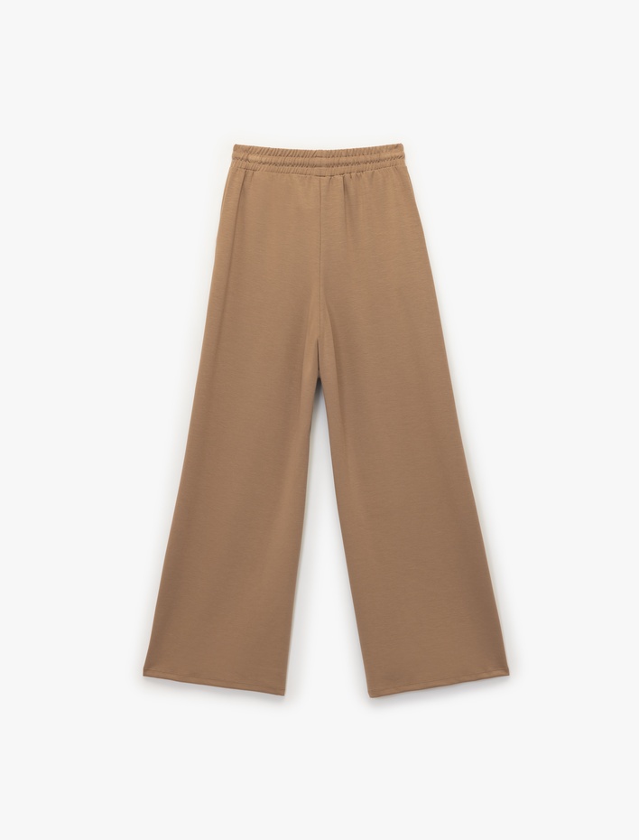  Oversize Yüksek Bel Cep Detaylı Geniş Paça Spor Eşofman Altı