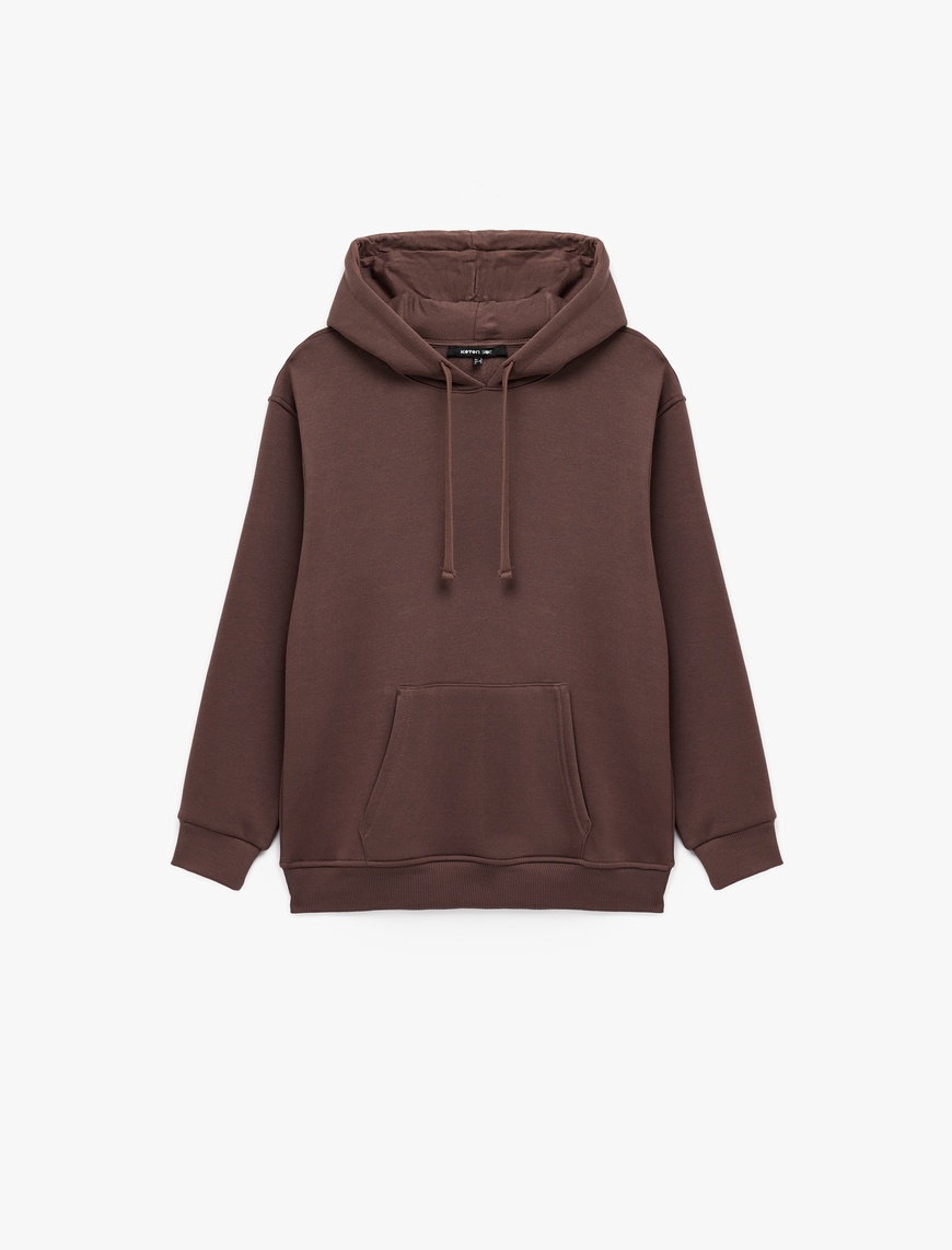   Kapüşonlu Uzun Kollu Kanguru Cepli Oversize Spor Sweatshirt