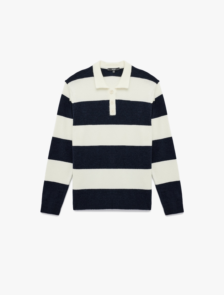   Regular Fit Uzun Kollu Polo Yaka Triko Kazak