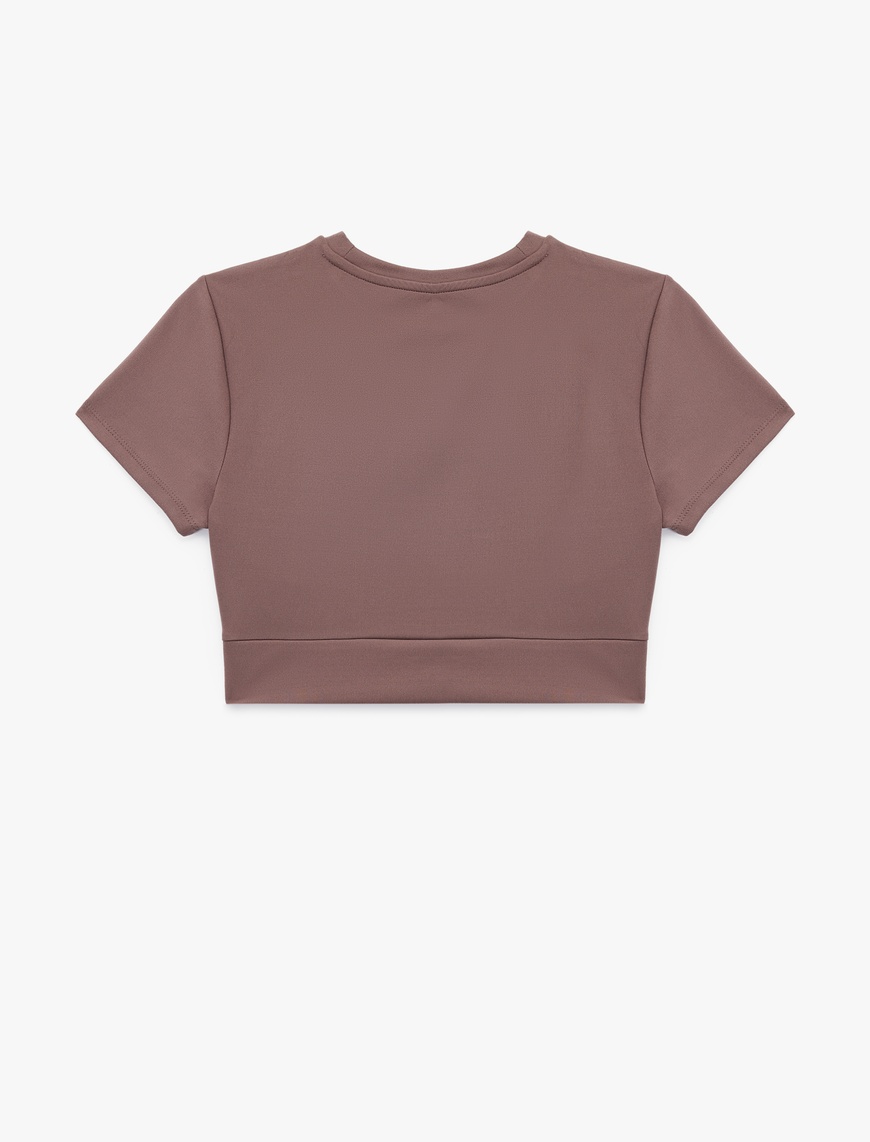   Slim Fit Kısa Kollu Bisiklet Yaka Crop Spor Tişört