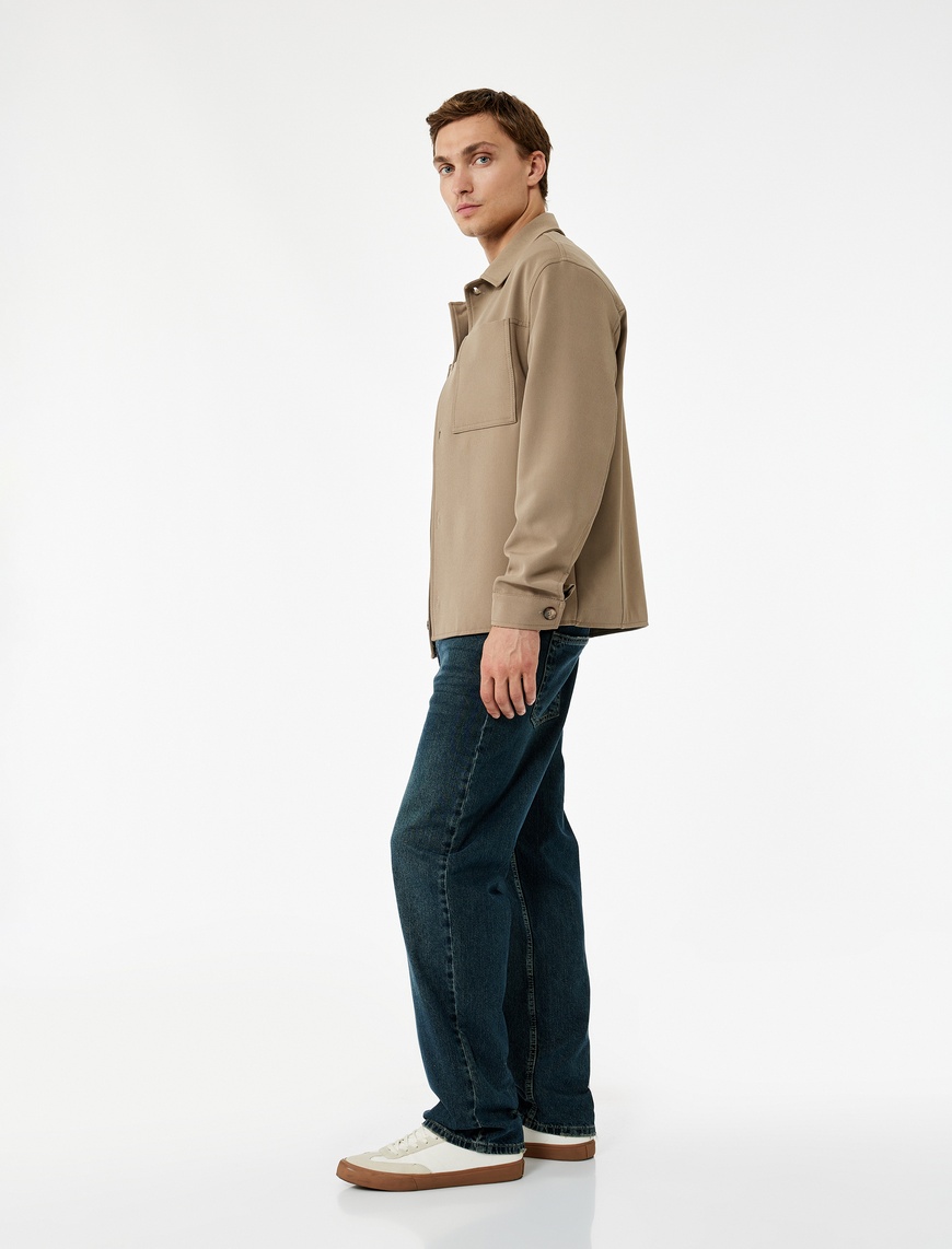   Normal Bel Pamuklu Vintage Straight Fit Jean Pantolon