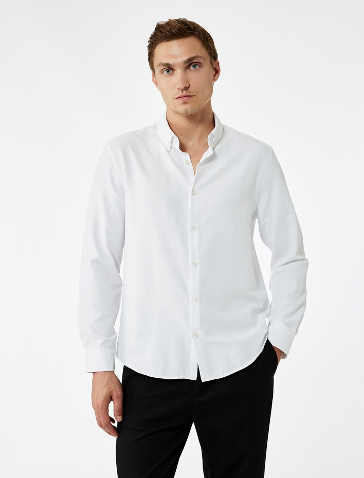  Slim Fit Uzun Kollu Düğmeli Klasik Yaka Gömlek