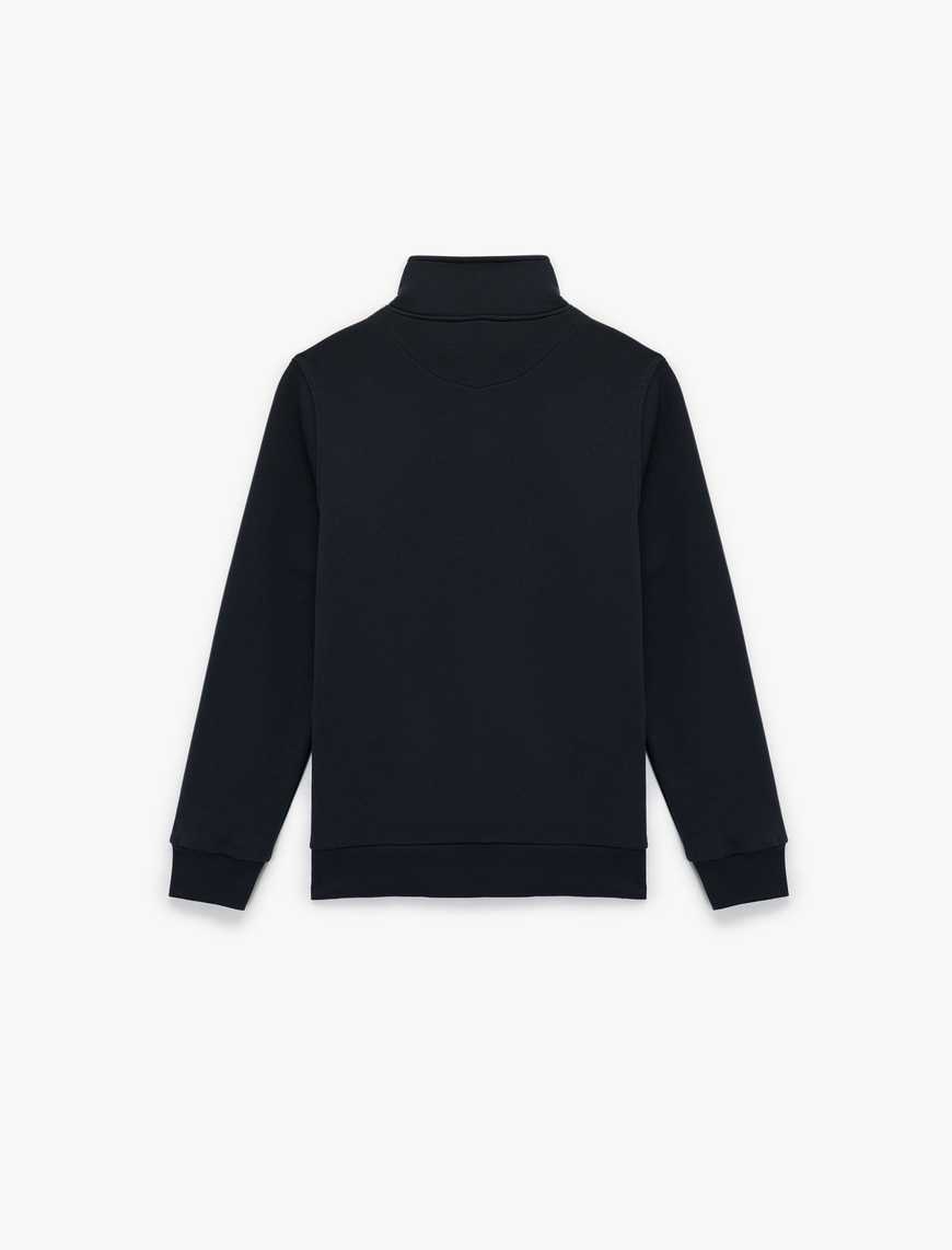   Şardonlu Uzun Kollu Baskılı Yarım Fermuarlı Sweatshirt
