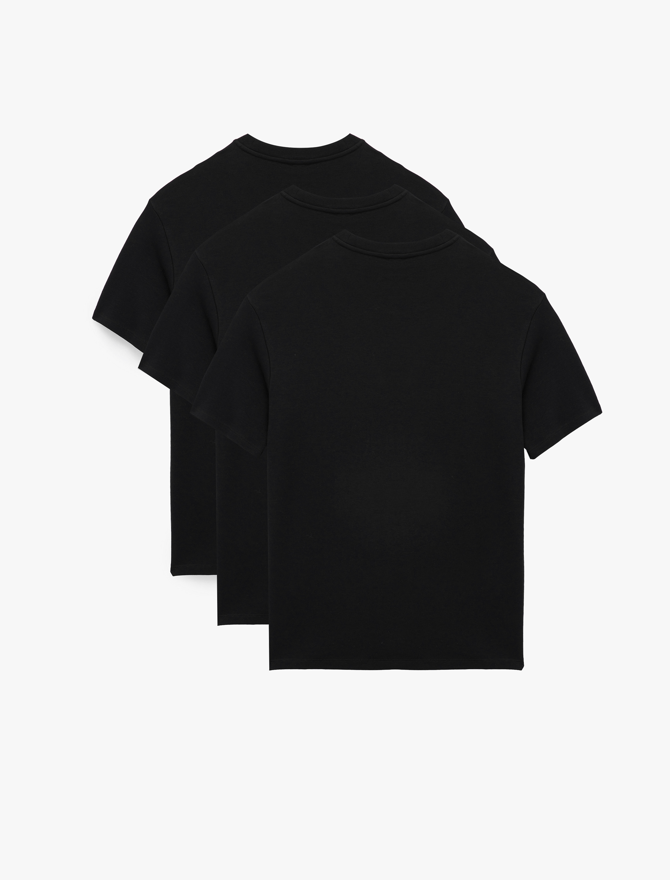   Slim Fit Kısa Kollu Pamuklu Basic V Yaka 3'lü Tişört Seti