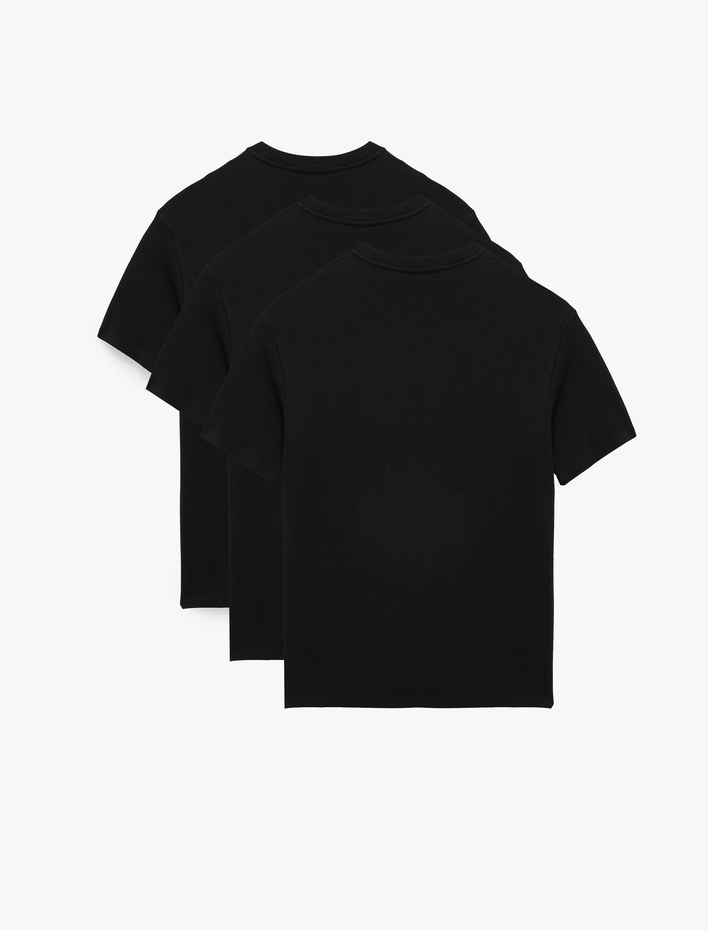 Slim Fit Kısa Kollu Pamuklu Basic V Yaka 3'lü Tişört Seti