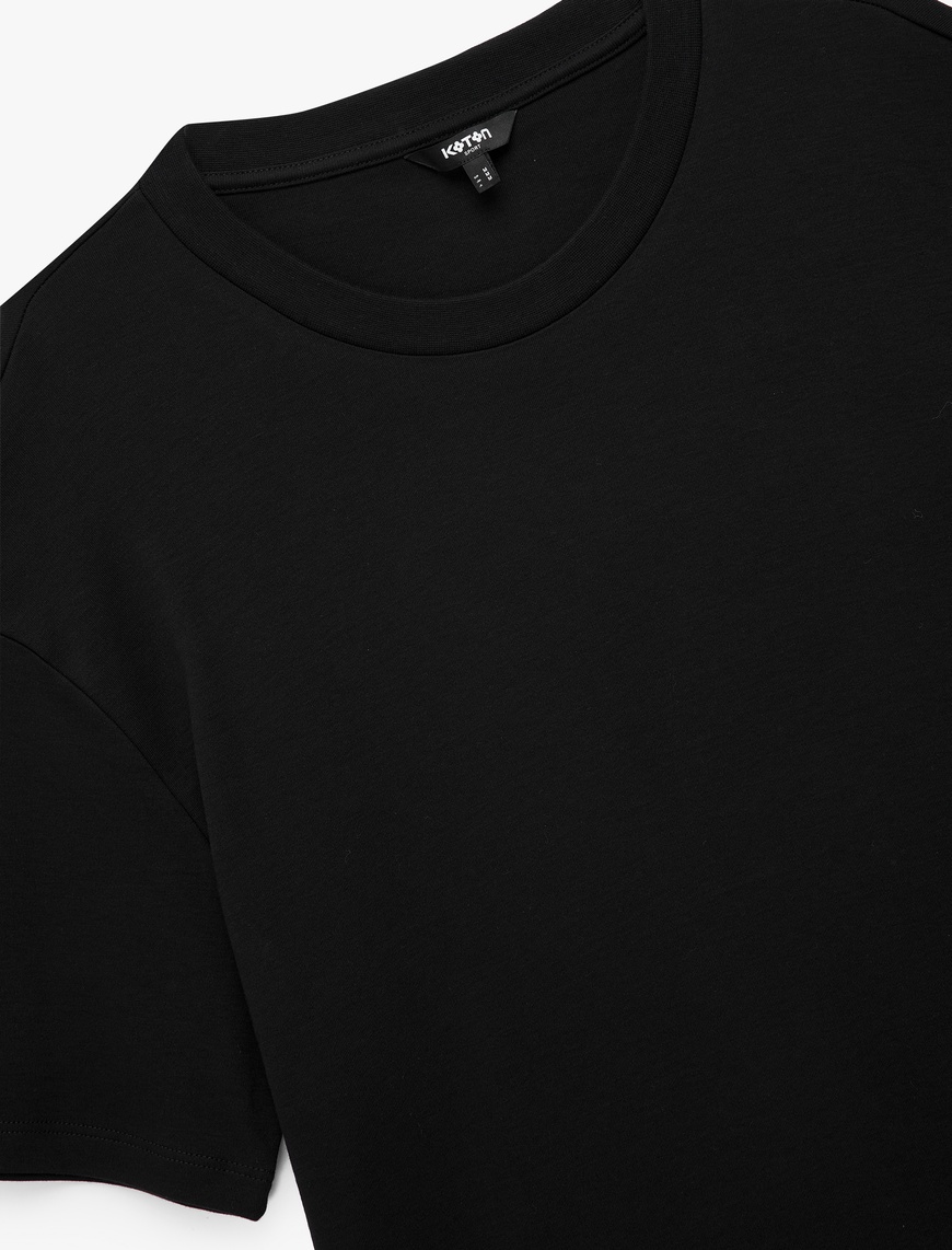   Kısa Kollu Bisiklet Yaka Pamuklu Basic Oversize Spor Tişört
