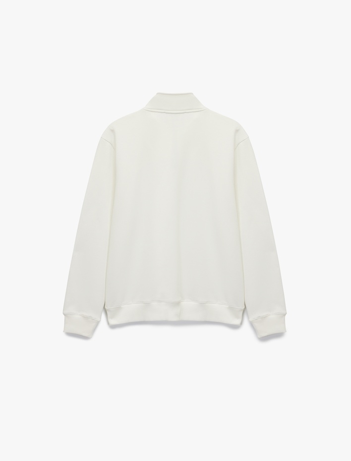  Uzun Kollu Şardonlu Basic Yarım Fermuarlı Sweatshirt