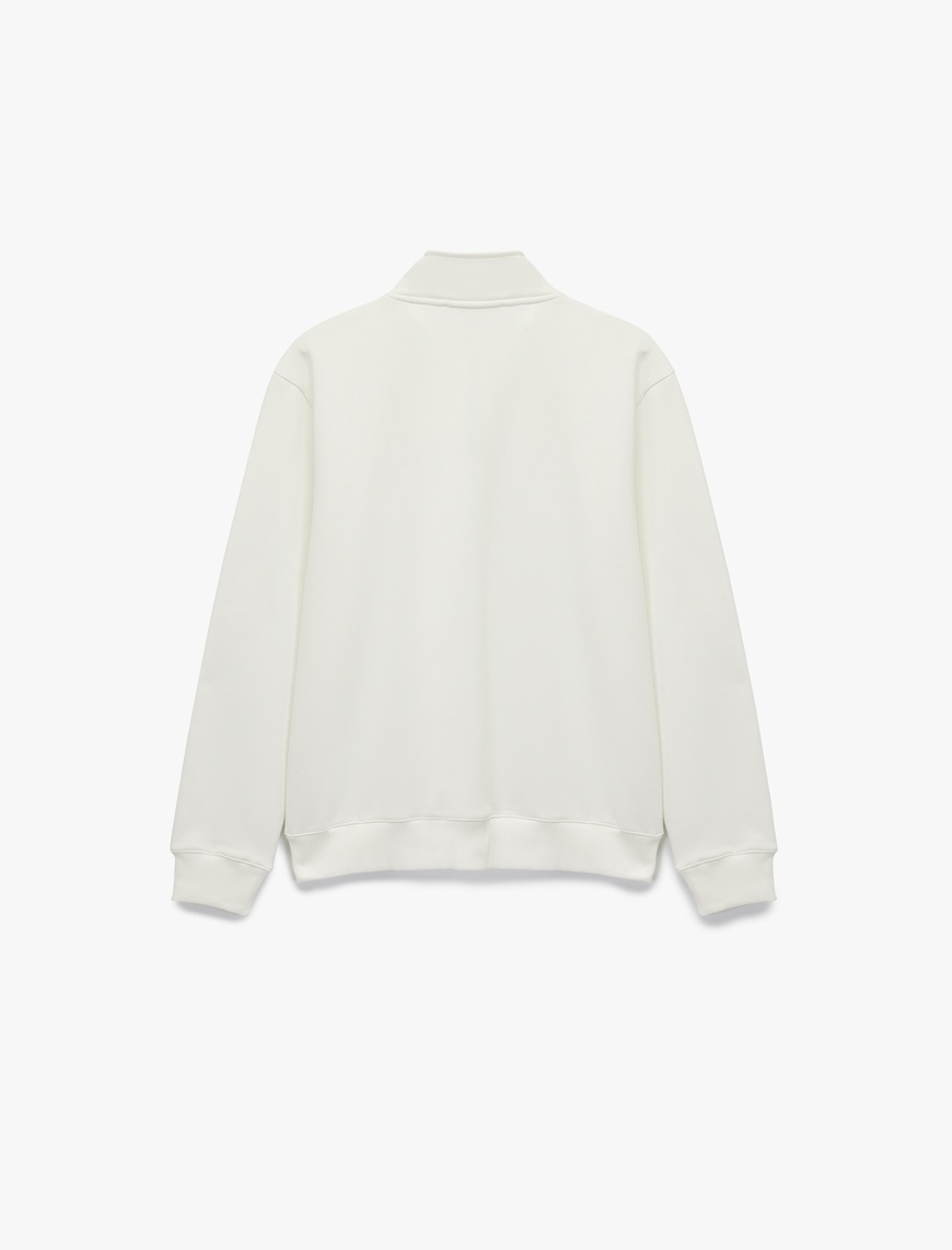   Uzun Kollu Şardonlu Basic Yarım Fermuarlı Sweatshirt