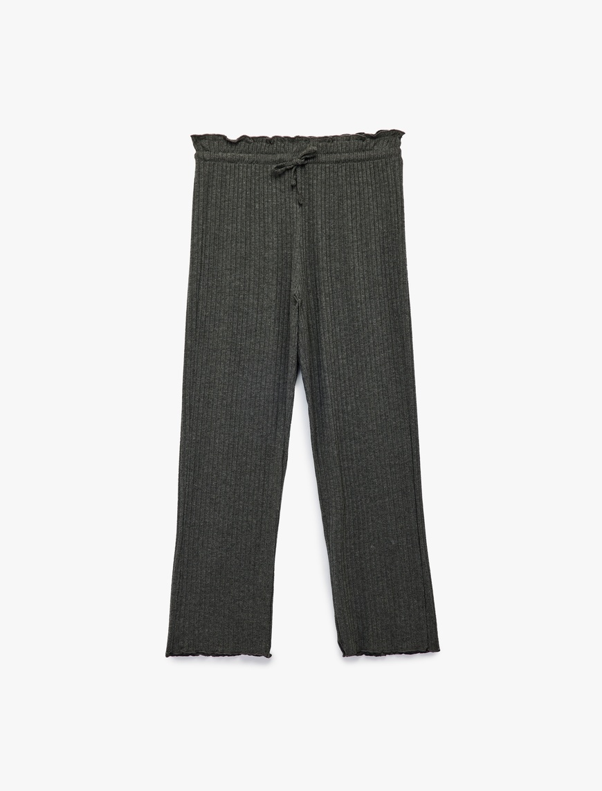   Rahat Kalıp Beli Bağlamalı Triko Pijama Altı