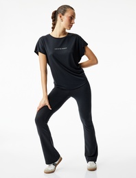 Yüksek Bel Slim Fit İspanyol Paça Spor Tayt