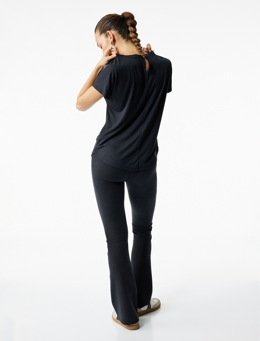   Yüksek Bel Slim Fit İspanyol Paça Spor Tayt
