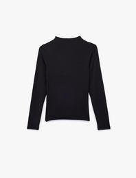 Dik Yaka Slim Fit Modal Karışımlı Basic Uzun Kollu Tişört